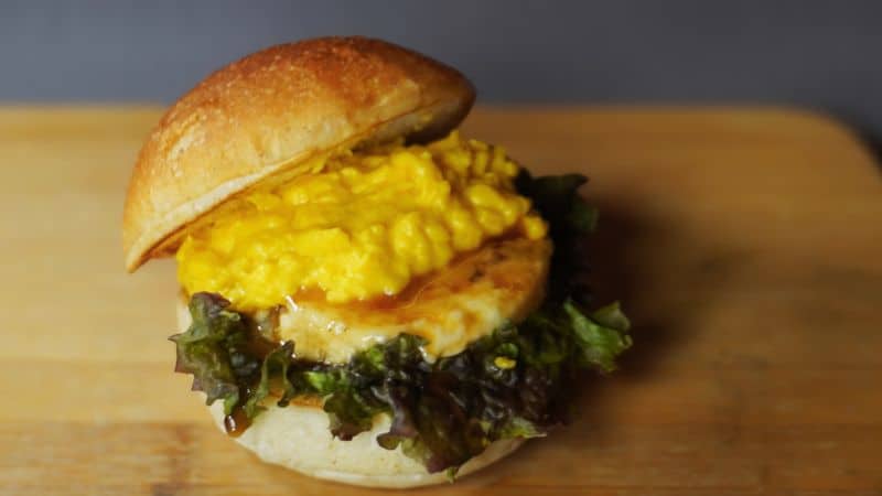 植物性素材の照り焼き豆腐バーガー